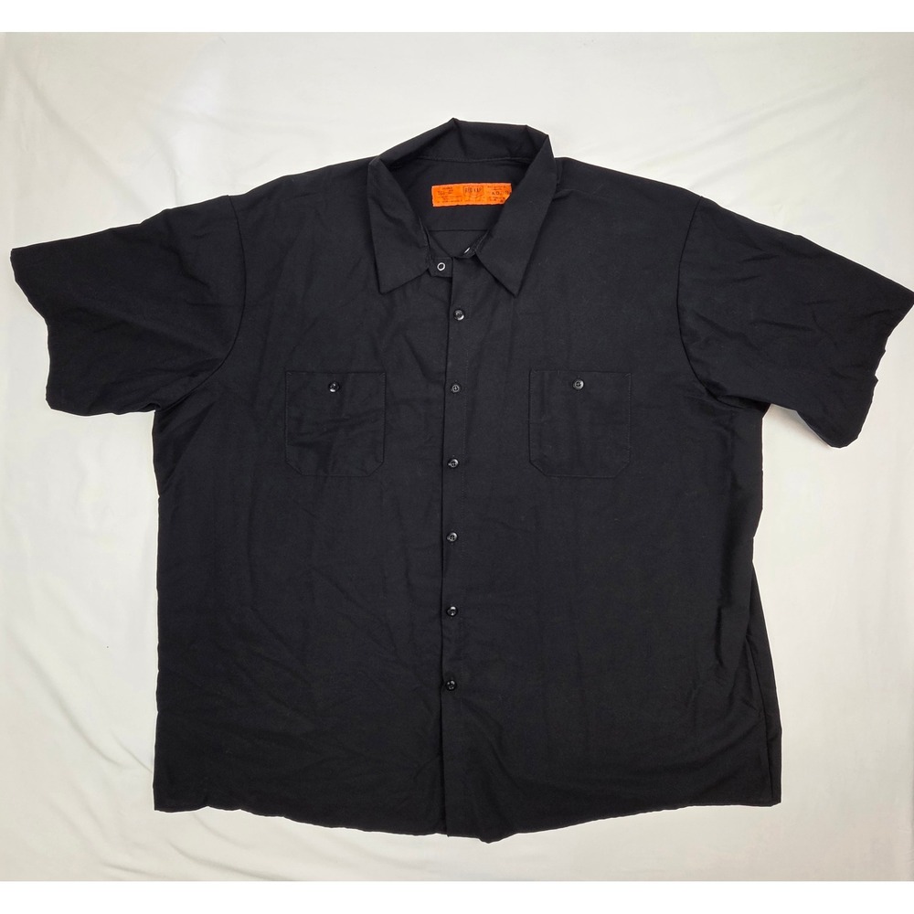 Red Kap Mens Short Sleeve Work Shirt 4XL Black Industrial Button Down